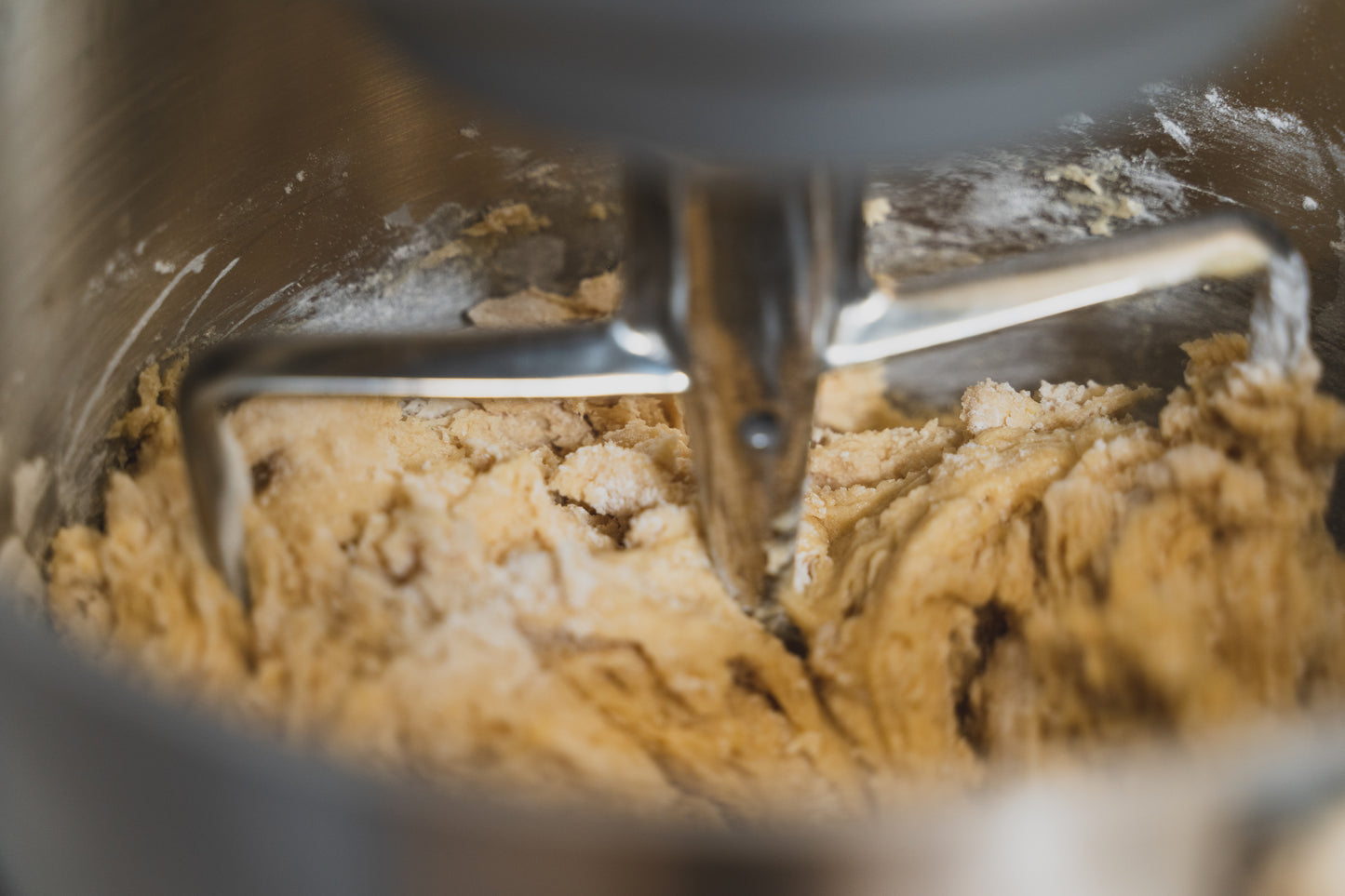 Chocolate Chip Blondie batter in mixer