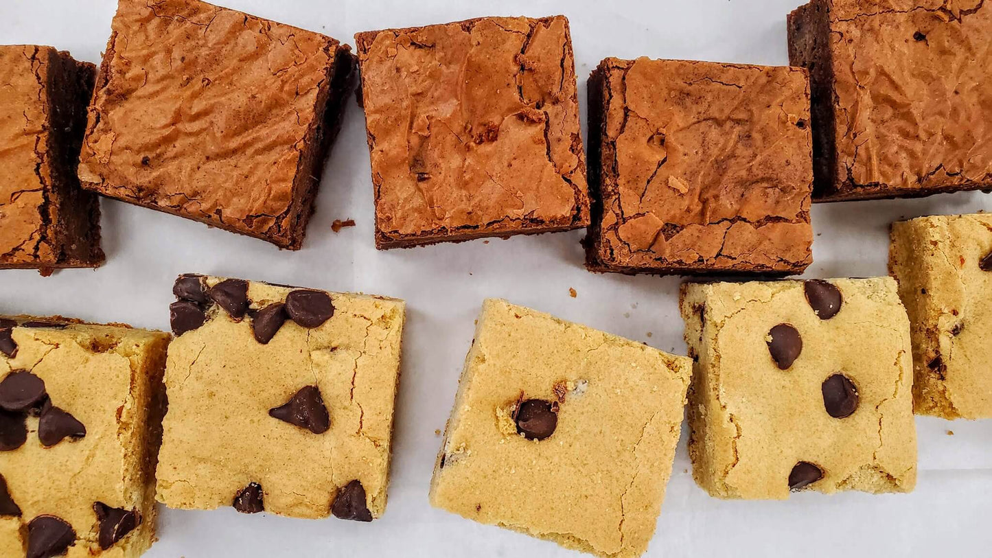 Gluten Free Fudgy Chocolate Brownie and Chocolate Chip Blondies