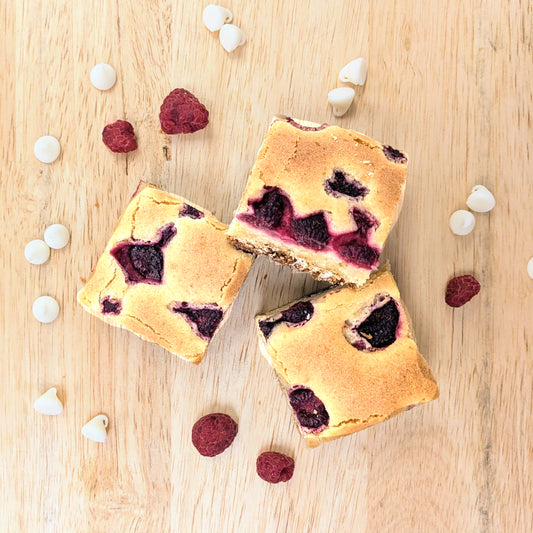 Raspberry & White Chocolate Blondie