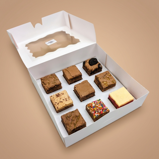 The Ultimate Chocolate 9 Brownie Box side open