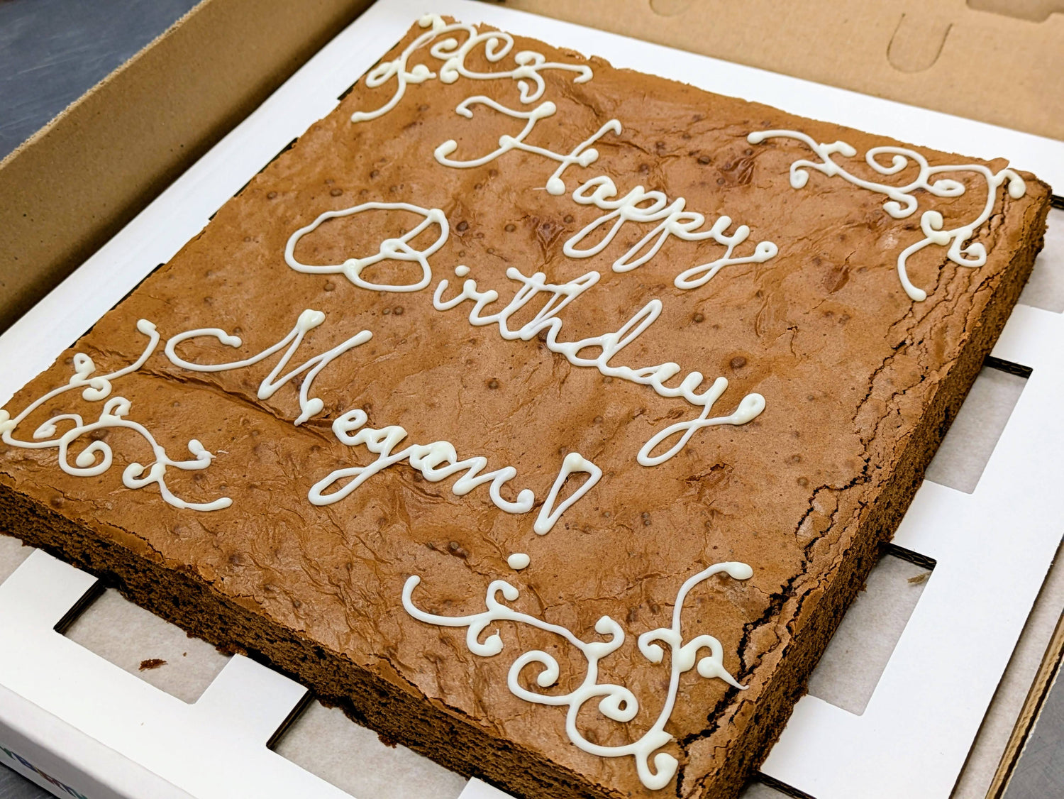 Big 10 inch Fudgy Brownie cake  Happy Birthday
