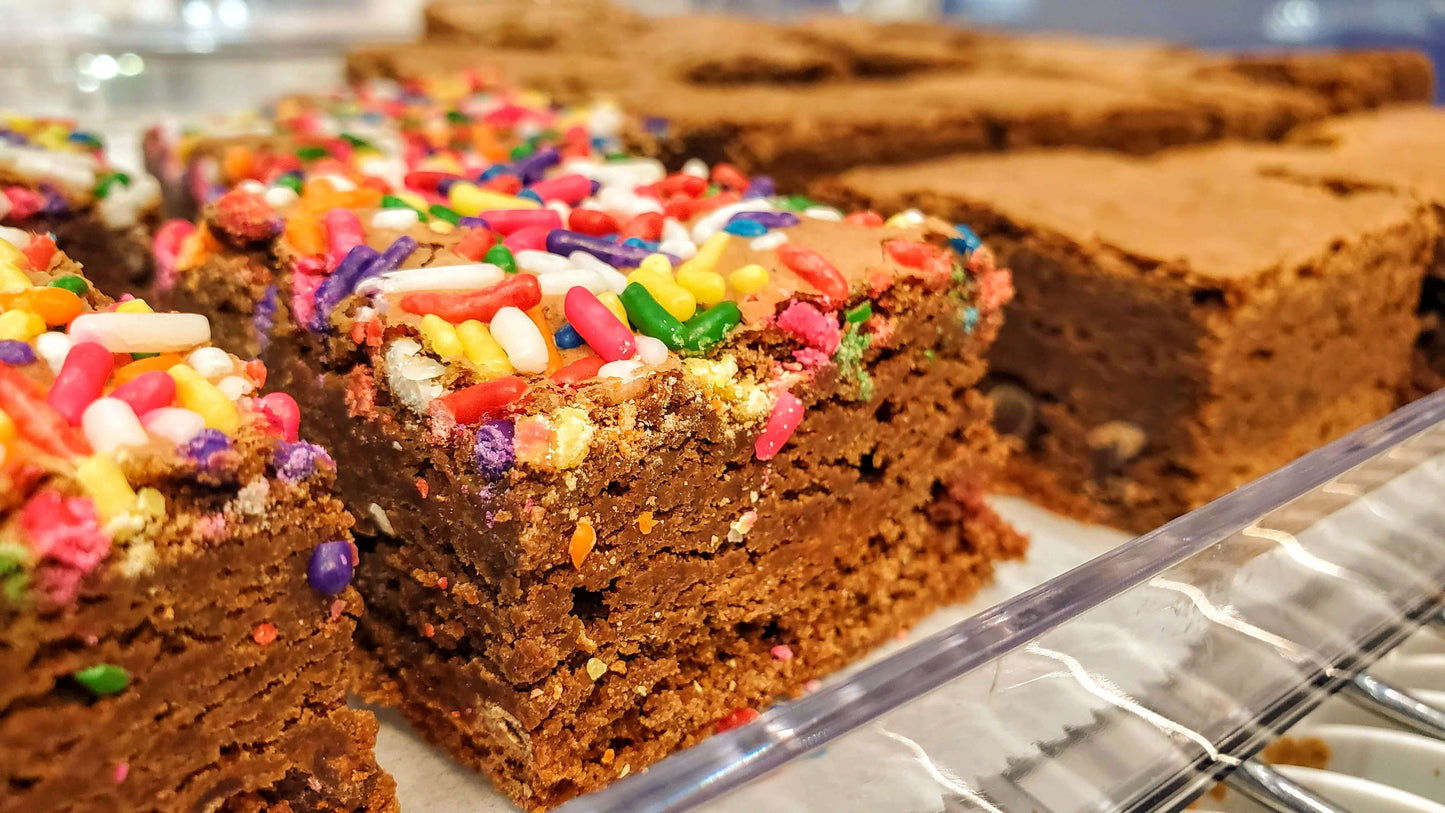 Birthday Brownie from closeup in display