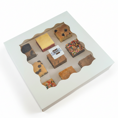Box of 9 Brownies and Blondies closed white backdrop