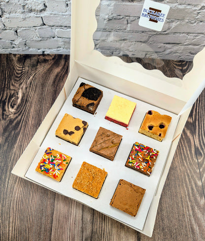Box of 9 Brownies and Blondies open above