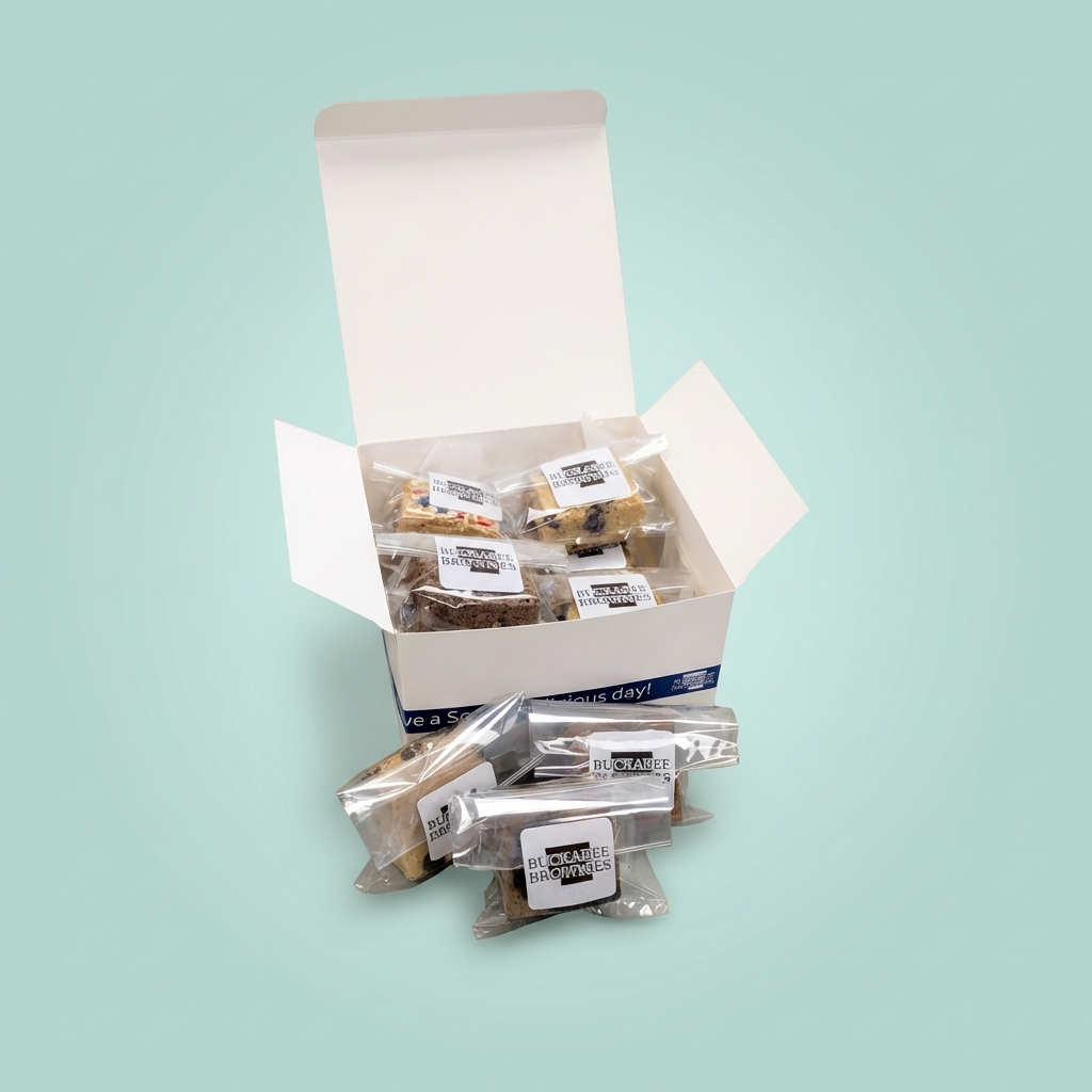 Build & Ship Your Own Box open wrapped brownies