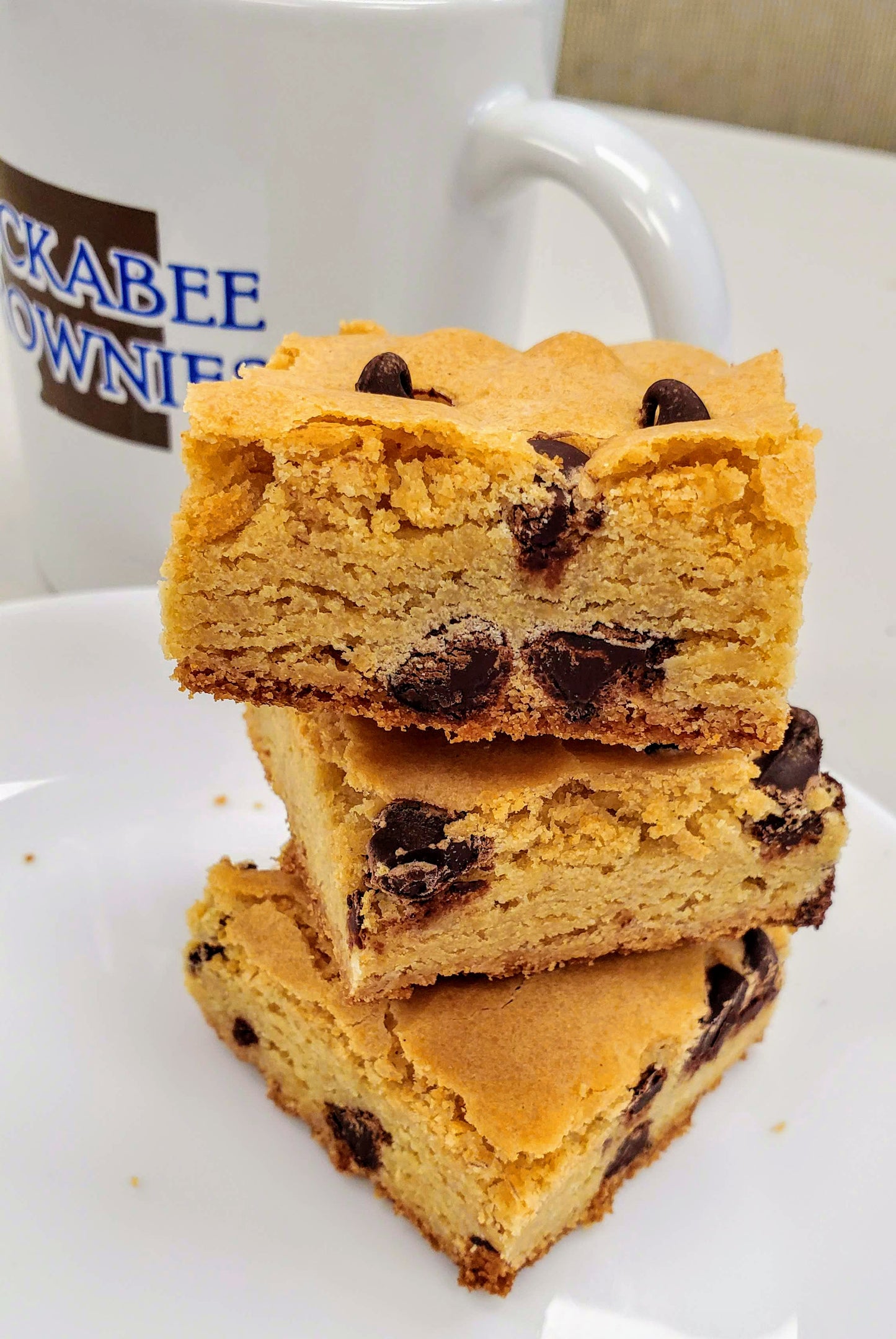 Chocolate Chip Blondies stacked