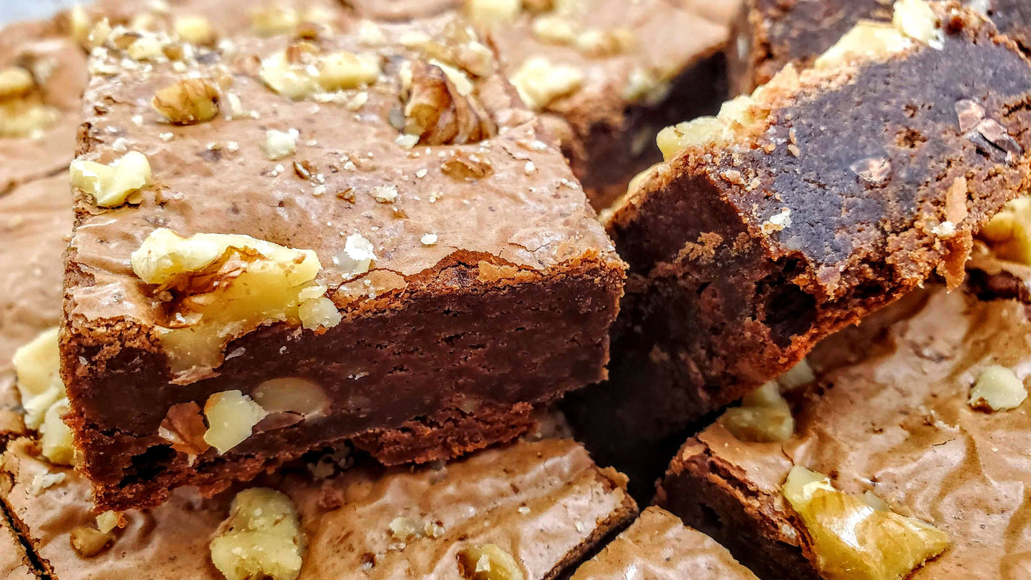 Chocolate Walnut Brownie Close up pile