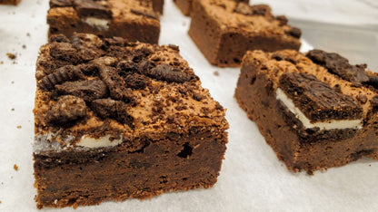 Cookies & Cream Brownie close up in display