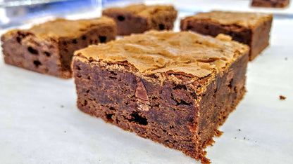 Fudgy Chocolate Brownies on display close up