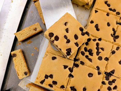 Large Chocolate Chip Blondie pan cut