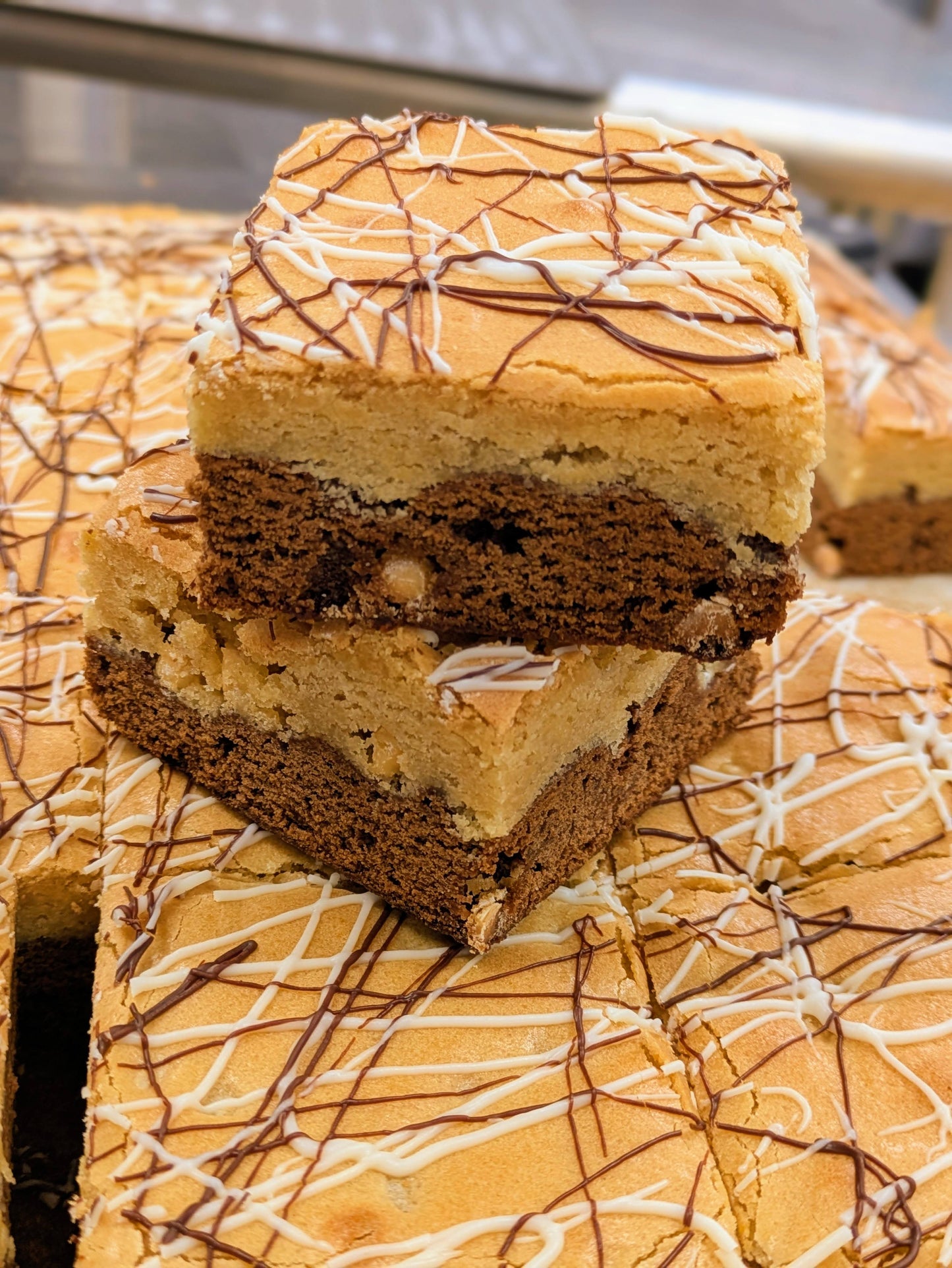 Large Coffee White Chocolate Brookie two stacked