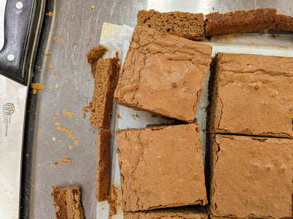 Large Fudgy Chocolate Brownie cut