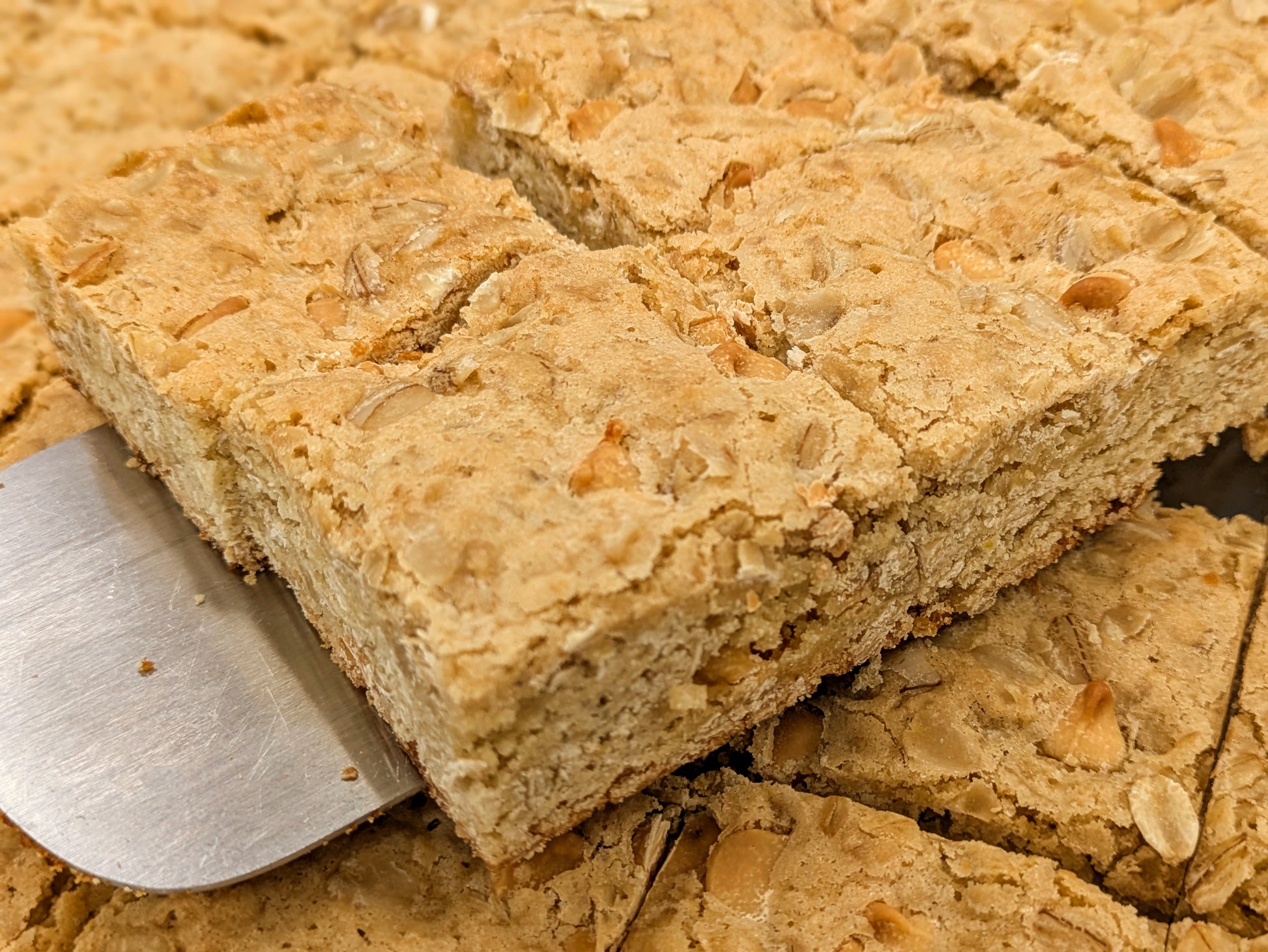 Oatmeal White Chocolate Blondie  close up