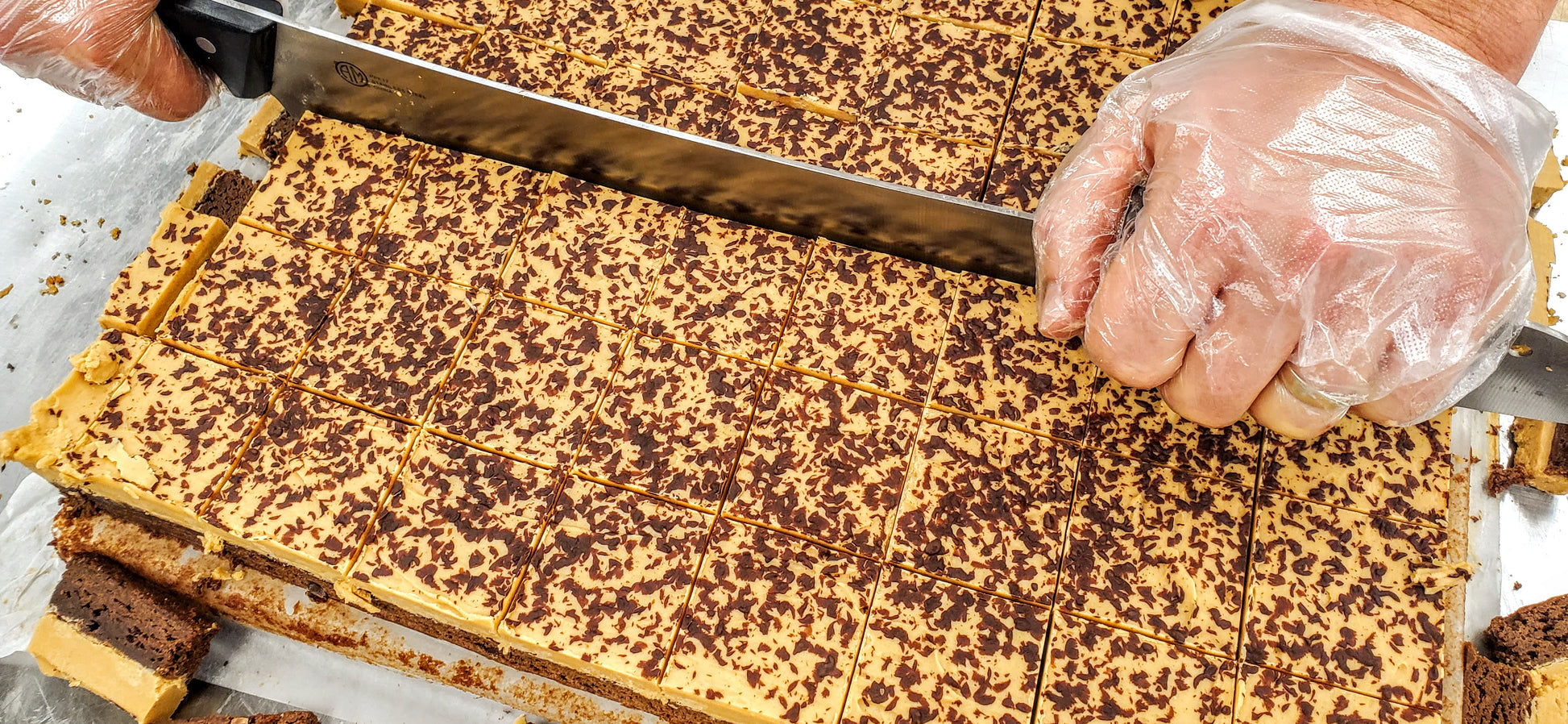 Peanut Butter Fudge Brownie (Buckeye) hand cut