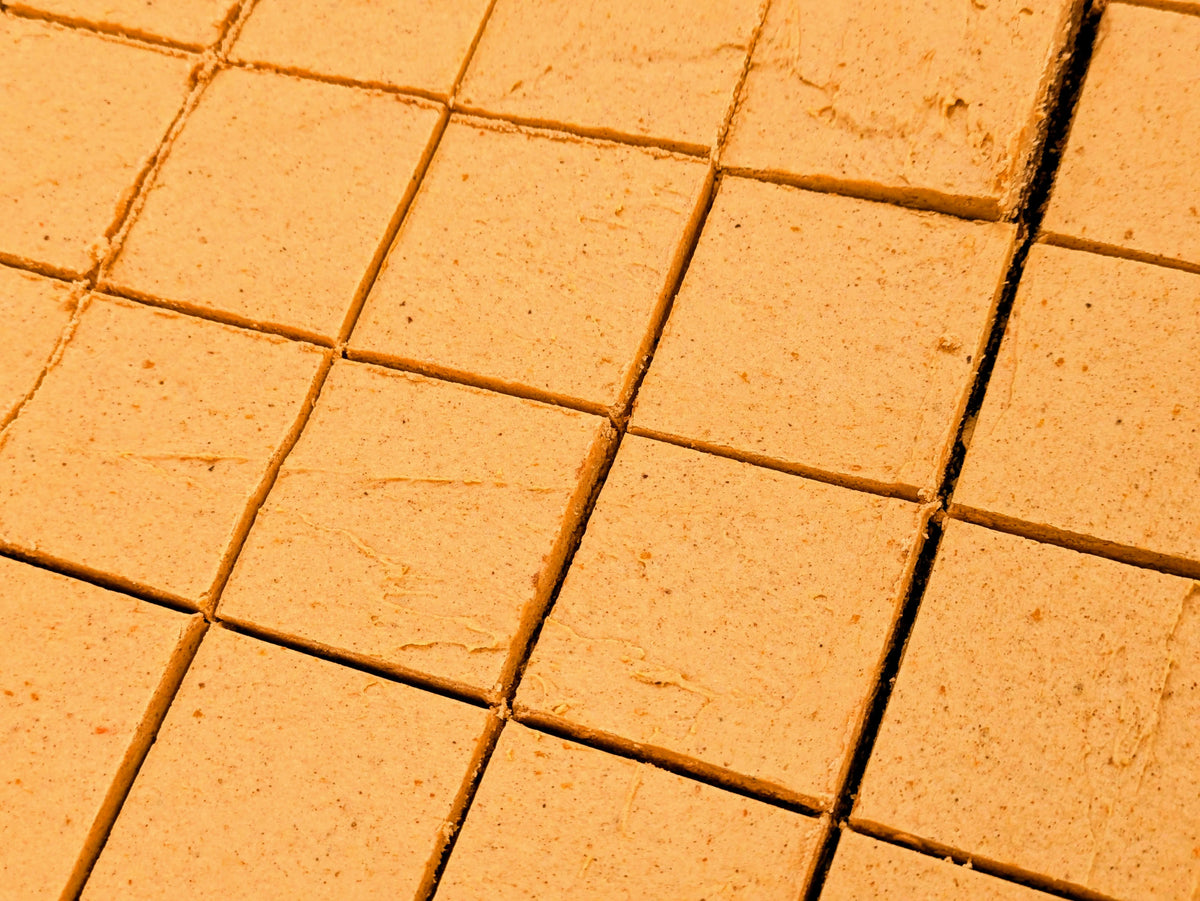 Many cut pumpkin spice cream brownies