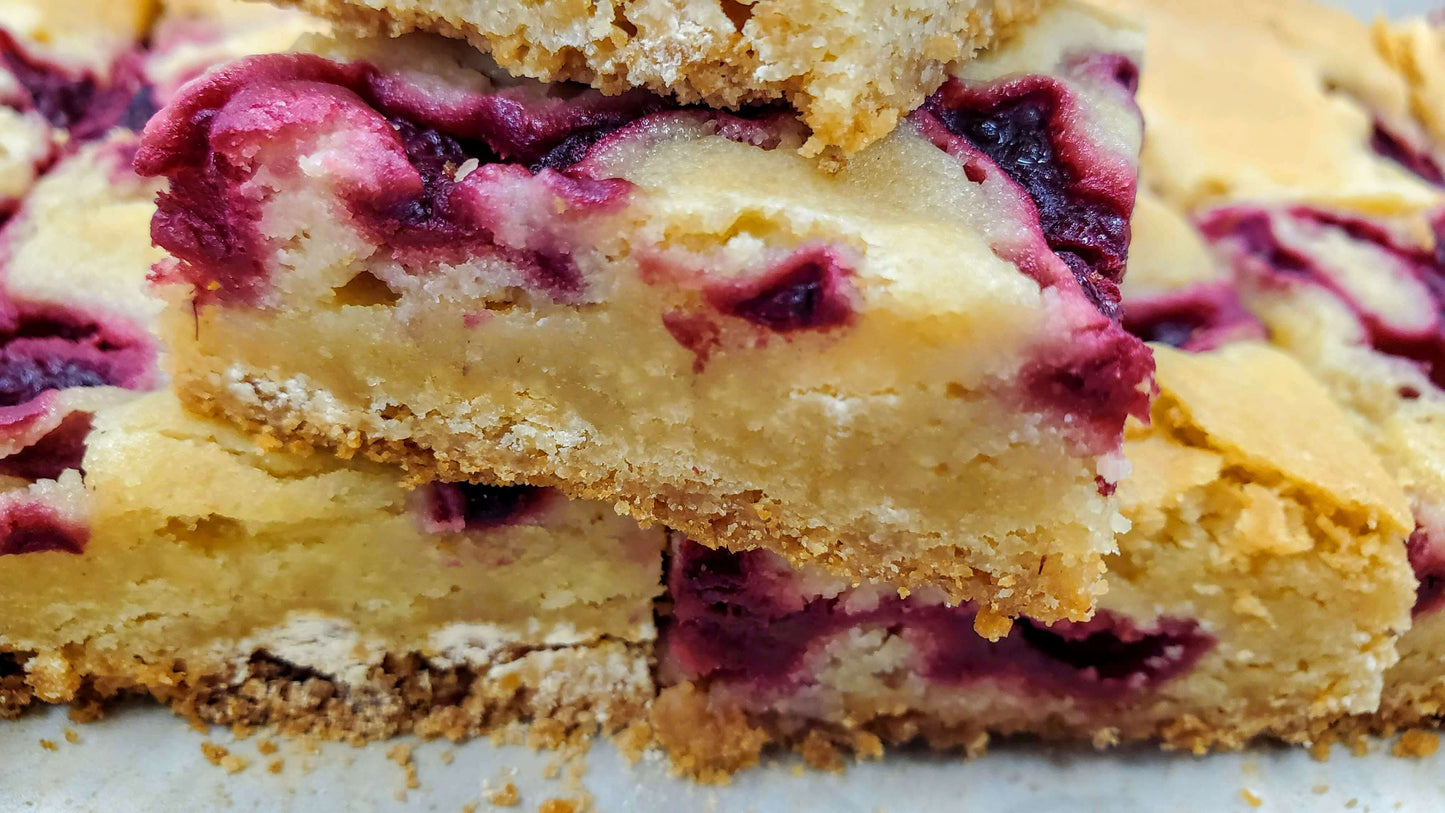 Raspberry White Chocolate Blondie Close up