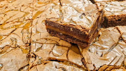 Salted Caramel Brownie in pan