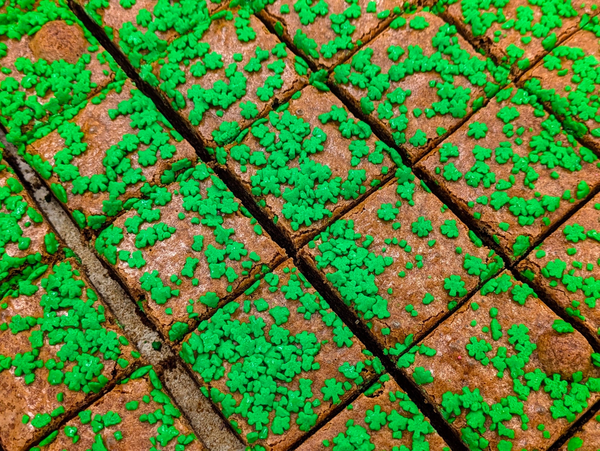 Shamrock Sprinkles Brownie for St. Patrick's in pan