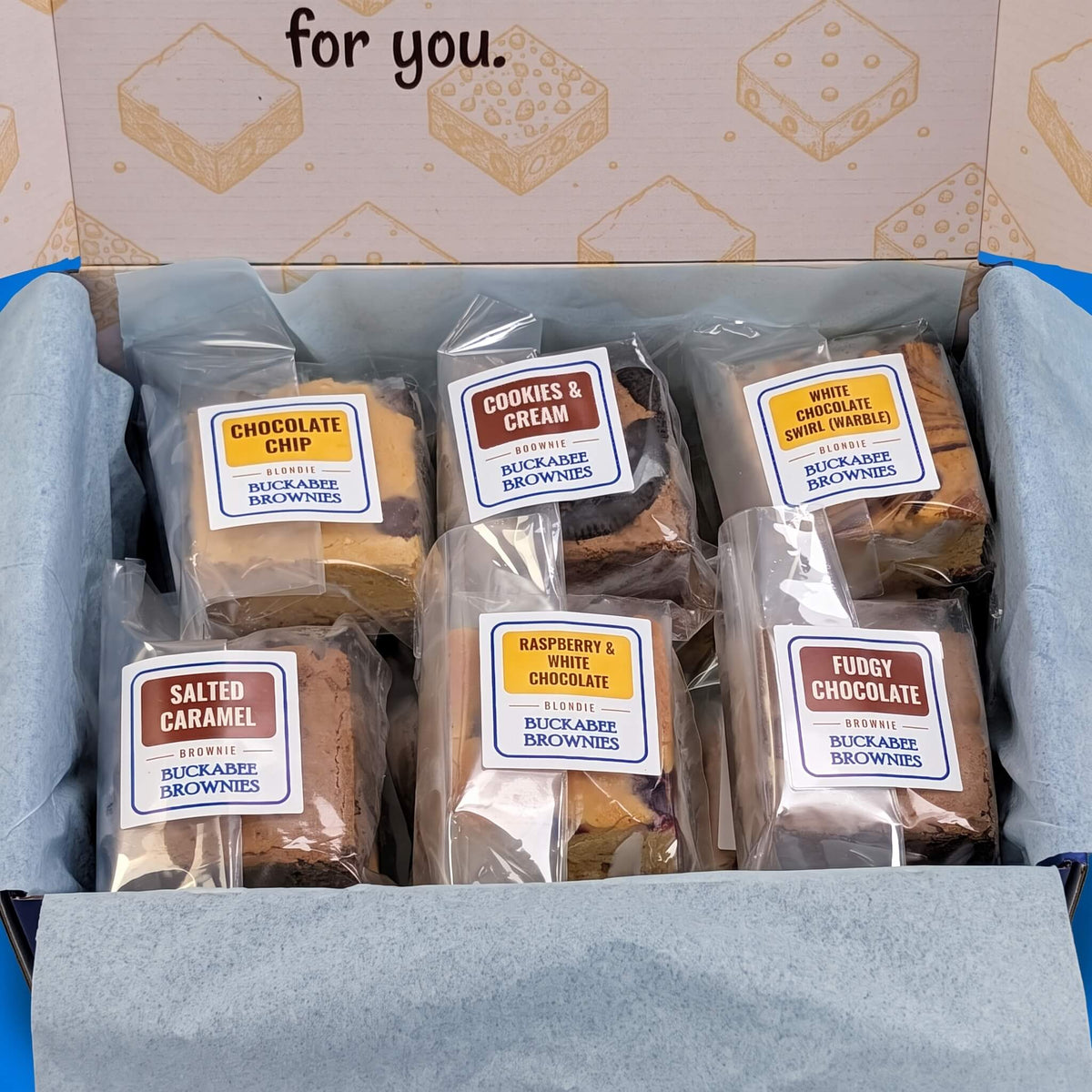 The Build Your Own Shipped Box Open Brownies In Closeup
