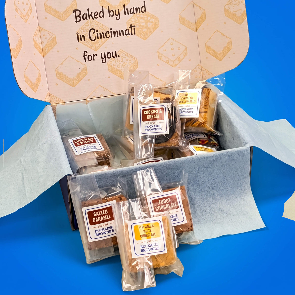 The Build Your Own Shipped Box Open Brownies In & Out Closeup