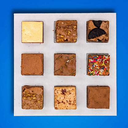 Buckabee Brownies' ultimate chocolate box, including walnuts, oreo, sprinkles, and peanut butter.