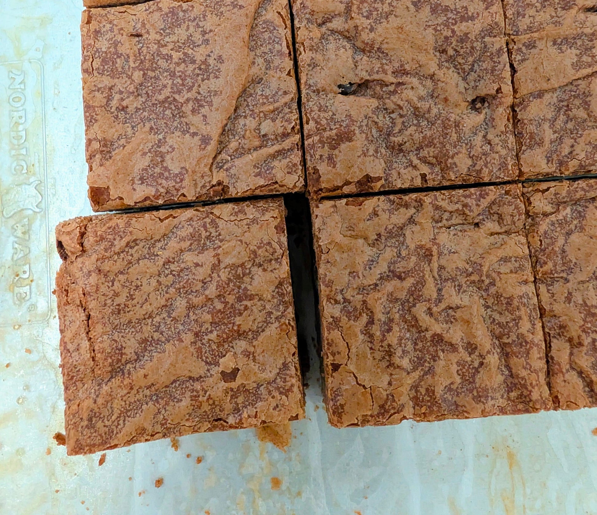 Vegan Fudgy Chocolate Brownie cut in pan