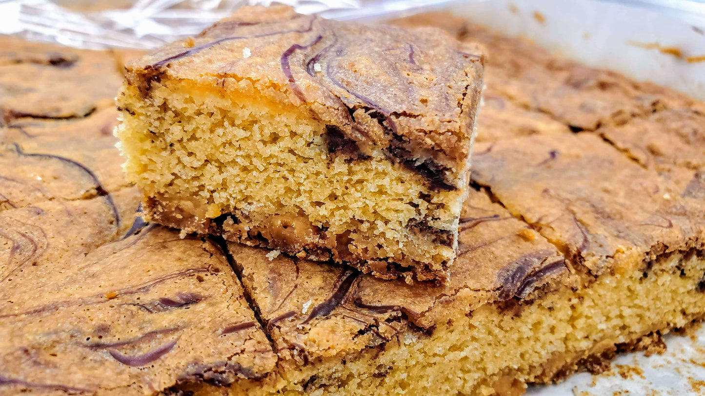 White Chocolate Swirl (Marble) Blondies close up