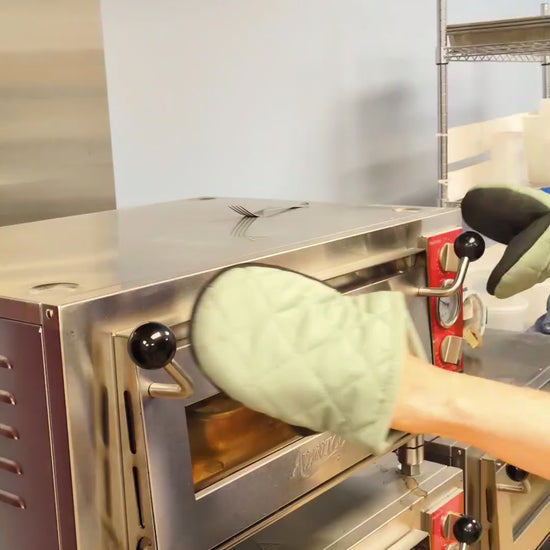 Video showing Miriam taking Salted Caramel Oatmeal Brookie out of oven.