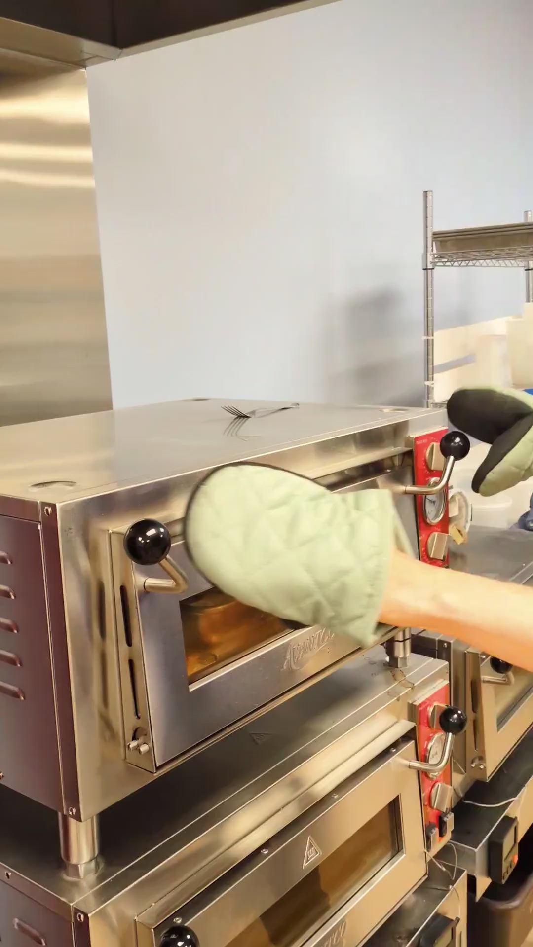 Video showing Miriam taking Salted Caramel Oatmeal Brookie out of oven.